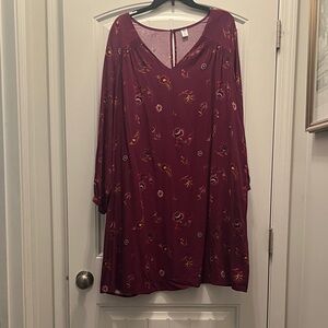 Old Navy Burgundy Floral Dress